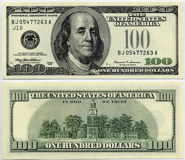 1999 $100 Federal Reserve Note "Missing Treasury Seal"