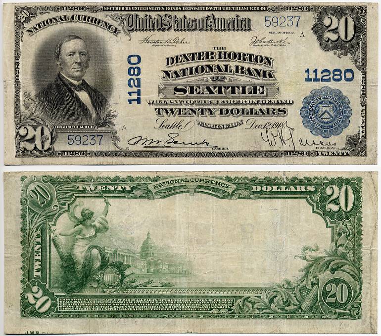 1902 $20 The Dexter Horton Nation Bank of Seattle Washington
