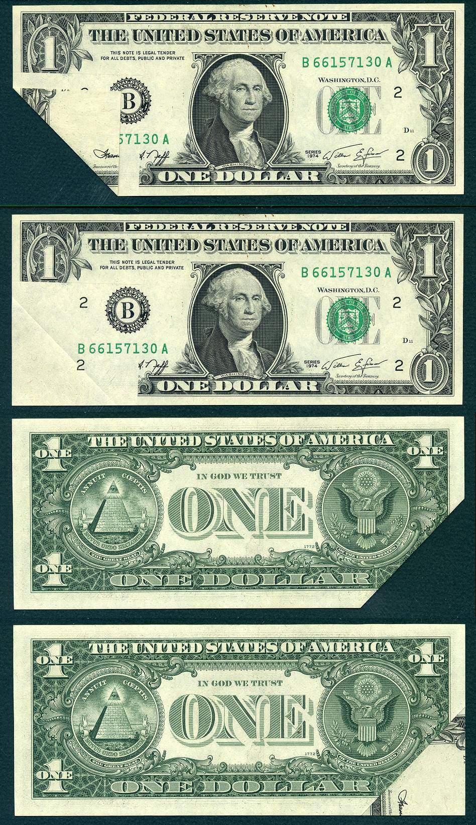 1974 $1 FRN Pre-Face Print Fold Over Error