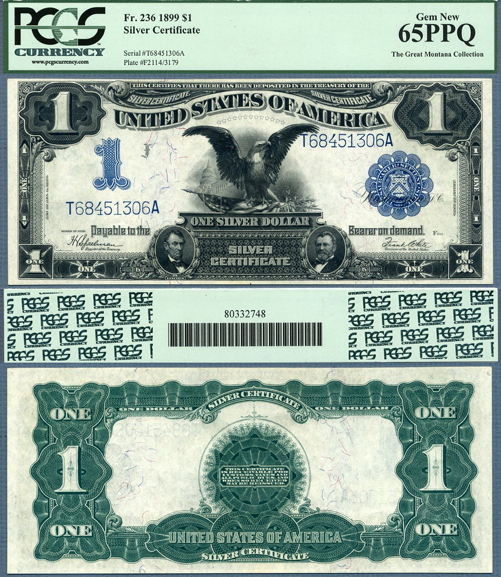 1899 $1 Silver Certificate "Black Eagle" FR-236 PCGS Graded Gem New 65PPQ S/N T68451306A