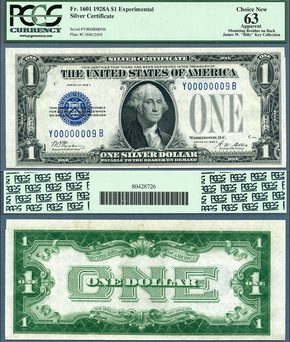 1928 Silver Certificate Experimental Set # 9