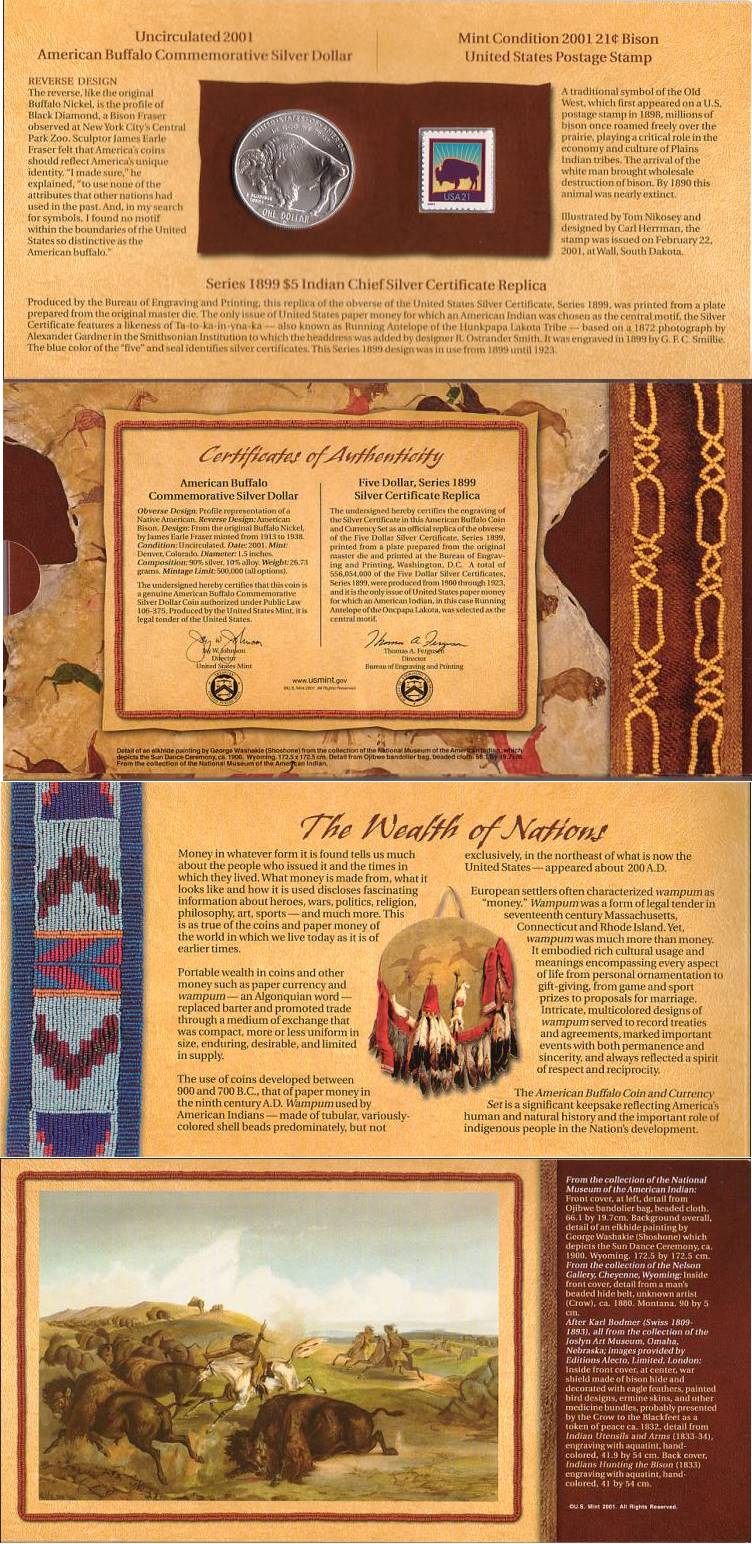 2001 $5 American Buffalo Coin and Currency Sets