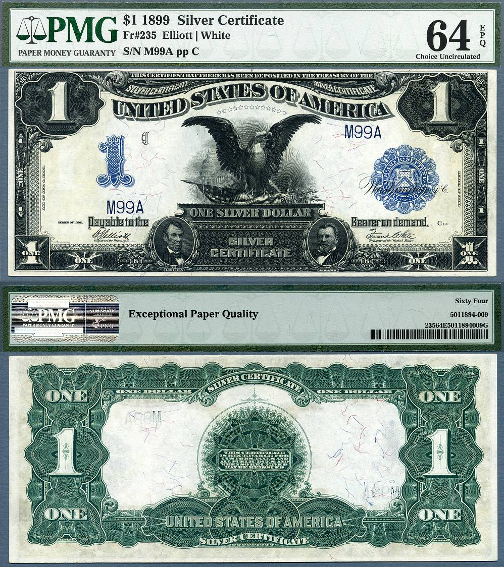 1899 $1 Silver Certificate "Black Eagle" FR-235 PMG CU64EPQ S/N M99A