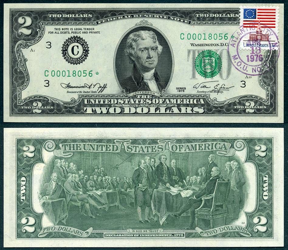 1976 $2 Federal Reserve Star Note FR1935-C* S/N C00018056*