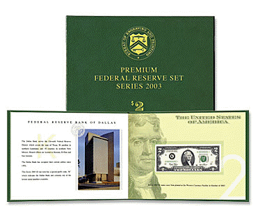 2003 $2 Premium Federal Reserve Star Set 12 Notes S/N 88*