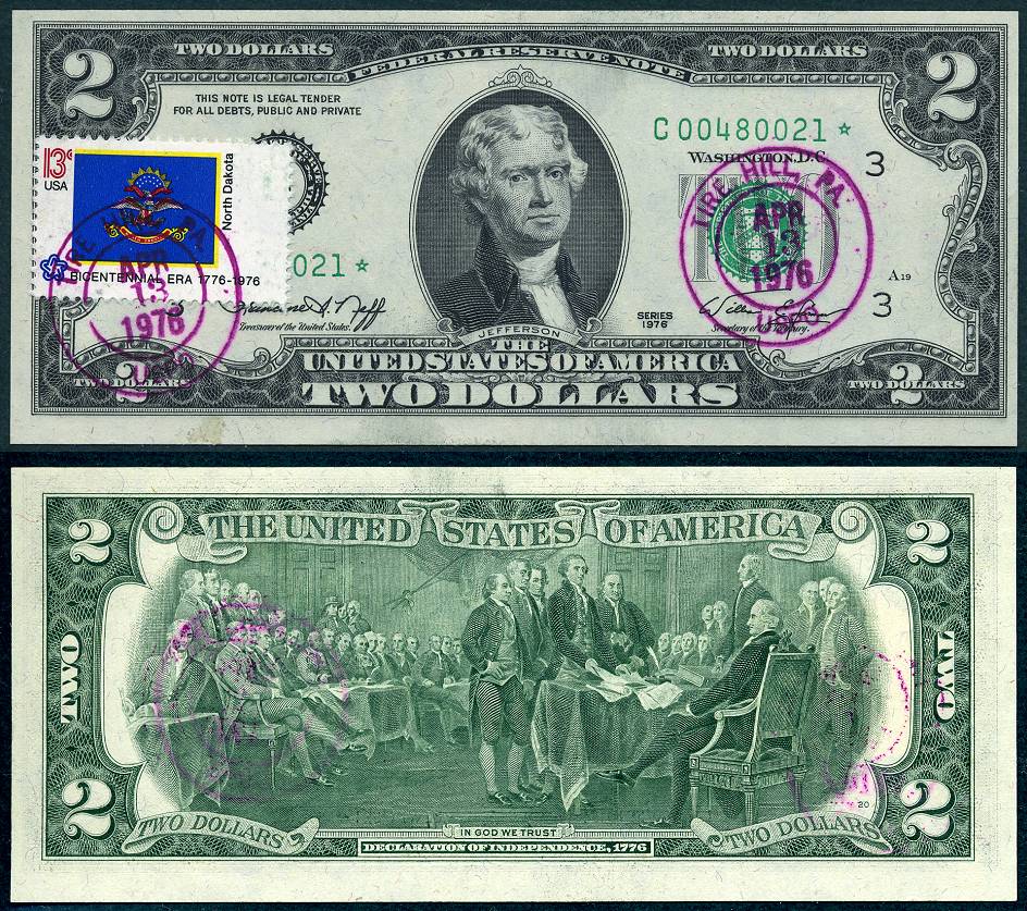 1976 $2 Federal Reserve Star Note FR1935-C* S/N C 00480021*